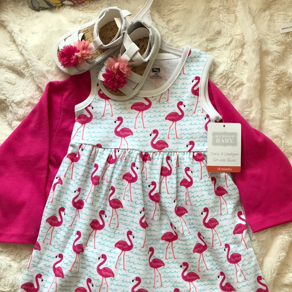 Hudson baby flamingo print dress outfit 18 month
